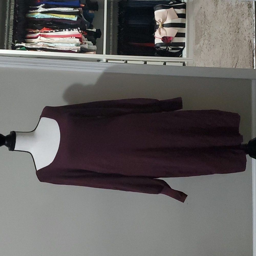 Nine West dark red glitter square neck sweater dress in sz XXL